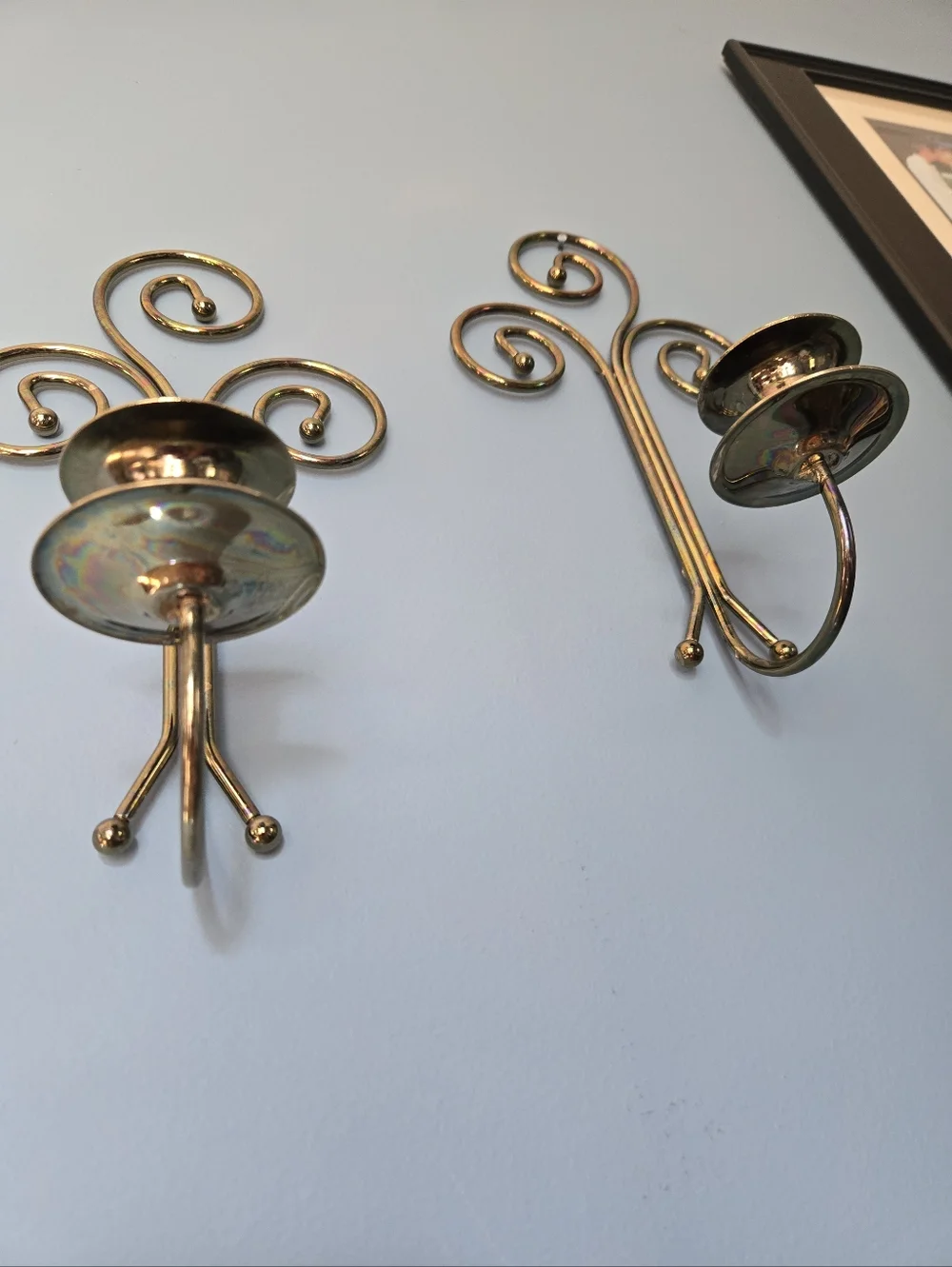 Vintage Home Interiors & Gifts Brass Scroll Wall Sconces - Set of 2